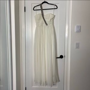 Bedo Noir Ivory Beaded One Strap Flowy Maxi Dress